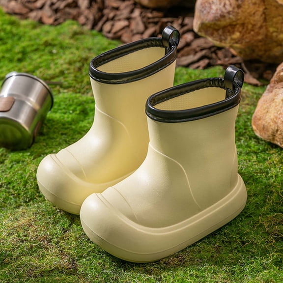 Ulitacool Boys Boots Boys Boots For Outdoor Rainy Day Activities Short Ankle Booties For Kids Round Durable Sole Toddler Hiking Shoes Beige