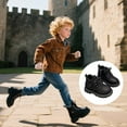 thumbnail image 1 of Ulitacool Boys Boots Boys And Girls' Spring And Autumn Short Boots English Style Children'S Leather Boots Small Children'S Boots Relax Fit Basic Shoes 3.5-4 Years Black, 1 of 8