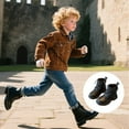 thumbnail image 1 of Ulitacool Boys Boots Boys And Girls' Spring And Autumn Short Boots English Style Children'S Leather Boots Small Children'S Boots Trend Soft Feetwear 3.5-4 Years Black, 1 of 8