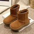 thumbnail image 1 of Ulitacool Boys Boots Boys Winter Boots Ankle Boots With Memory Foam Non Kids Boots Warm Short Booties Outdoor Activities Lovely Basic Shoes 4-5 Years Brown, 1 of 6