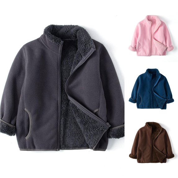 Ulitacool Boys Coats Long‑Sleeve Solid Color Outerwear Zipper Windbreak Jacket Little Boys Soft Wear Dark Gray