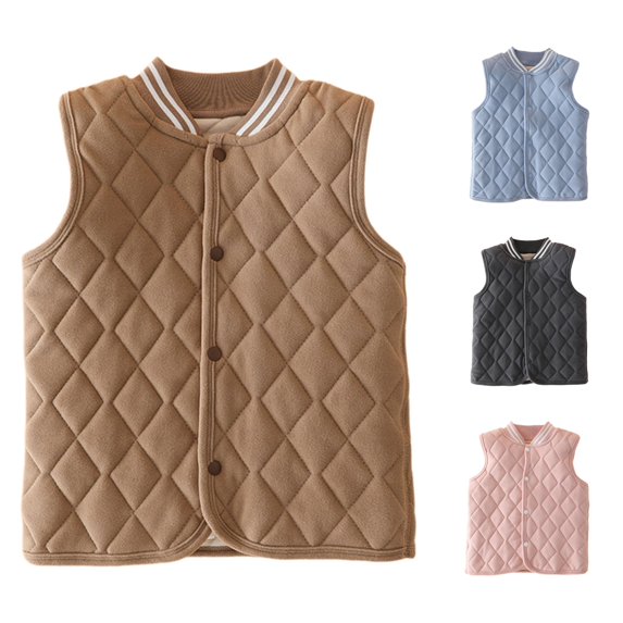 Ulitacool Boys Coats Thickened Warm Vest Autumn Winter And Jacket Little Boys Soft Wear Coffee