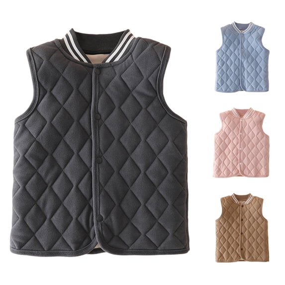 Ulitacool Boys Coats Thickened Warm Vest Autumn Winter And Jacket Toddler Trend Tops Grey