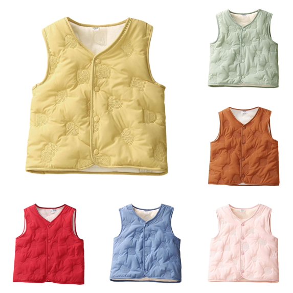 Ulitacool Boys Coats Winter Vest Warm Padded Sleeveless Jacket Thermal Inner Layer Thickened Toddler Durable Tops Yellow