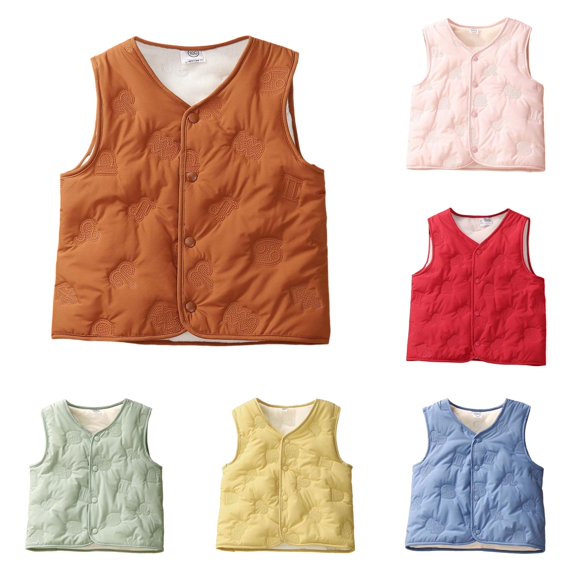 Ulitacool Boys Coats Winter Vest Warm Padded Sleeveless Jacket Thermal Inner Layer Thickened Toddler Soft Clothing Coffee