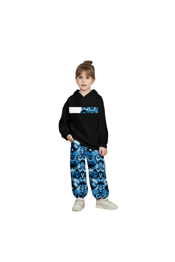 Boys Fall Outfits Fall Winter Sweatsuit Camo Print Hooded Long Sleeve Sweatshirt Pants Loose Fit Kids 2 Piece Adorable Simple Boys Clothes Black 9-10 Years