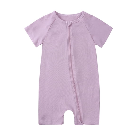 Ulitacool Boys Onesie Rompers Pajamas Zipper Short Sleeve Sleeper Jumpsuit Classic One-Piece Clothing 9-12 Months Purple