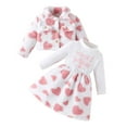 thumbnail image 1 of Ulitacool Boys Outfits Winter Outfits 2 Piece Set Lined Dress With Lapel Jacket Heart Print Long Sleeve Warm Outfit For Kids Party Wear Adorable Soft Daily Wear Pink 5-6 Years, 1 of 8