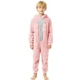 thumbnail image 1 of Ulitacool Boys Romper Long Sleeve Onesies Hooded Jumpsuit Winter Warm Lined Home Wear Outfit For Toddler Kids Round Neck Bodysuits Comfortable Wear Light Pink 4-5 Years, 1 of 5