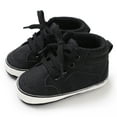 thumbnail image 1 of Ulitacool Boys Shoes Spring And Autumn Children Sneakers Flat Bottom Non Slip Lace Up Solid Color Boys And Girls Floor Sports Shoes 0-6 Months Trend Dailywear Black, 1 of 8