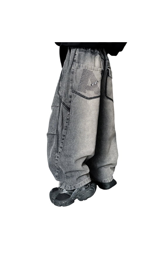 Boys Slacks Denim Pants Classic Straight Leg Trousers For Kids Autumn Fall Season Cute Lightweight Trousers Grey 6-7 Years