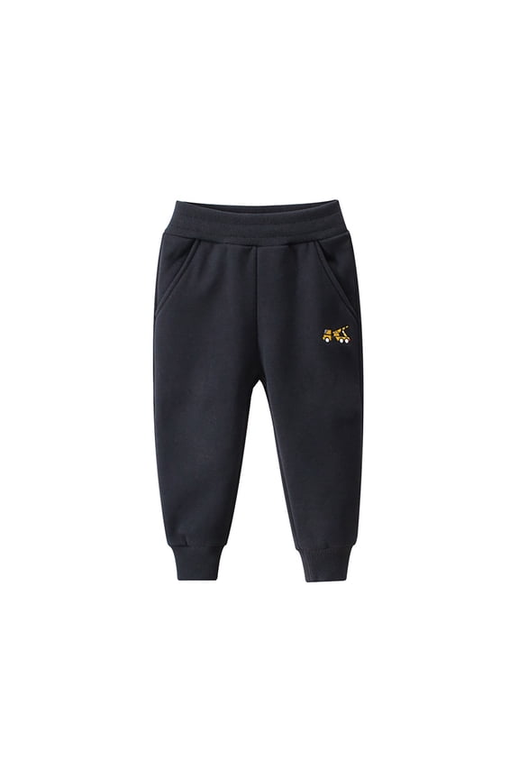 Boys Slacks Straight Leg Autumn Winter Cartoon Print Children'S Long Pants Alphabet Sport Corded Footpants With Pants Durable Lightweight Slacks Black 4-6 Years