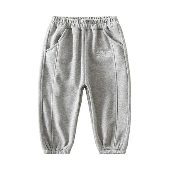 Ulitacool Boys Slacks Straight Leg Lined Jogger Pants For Kids Warm Winter Sweatpants Athletic Trousers Solid Color Pants Fashion Lightweight Trousers Grey 7-8 Years