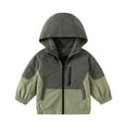thumbnail image 1 of Ulitacool Boys Spring Coats Long Sleeve Boy And Girl Windbreaker Outerwear Kids Lightweight Zip Hooded Jacket Baby Cute Coat Casual Wear Army Green 3-4 Years, 1 of 4