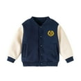 thumbnail image 1 of Ulitacool Boys Spring Coats Long Sleeve Boys Baseball Jacket Crewneck Zipper Knit Cardigan Coat Cute Wear Navy 3-4 Years, 1 of 8
