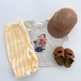 thumbnail image 1 of Ulitacool Boys Summer Pants Straight Leg Kids Baby Striped Pants Daily Elastic Waist Pants Patriotic Clothes Yellow 6-12 Months, 1 of 5