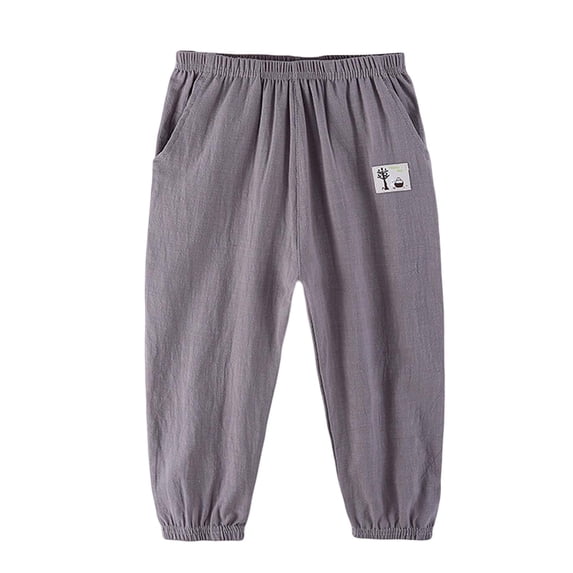 Ulitacool Boys Sweatpants 8-9 Years Cargo Trousers Fully Elastic Waist Trousers For Children Regular Fit Durable Playsuit Grey