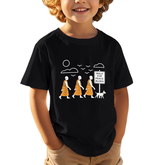 Ulitacool Boys T Shirt Retro Spring Tops Round Neck Tee Cartoon Prints Round Neck Blouse Boy Summer Tops 13-14 Years Black