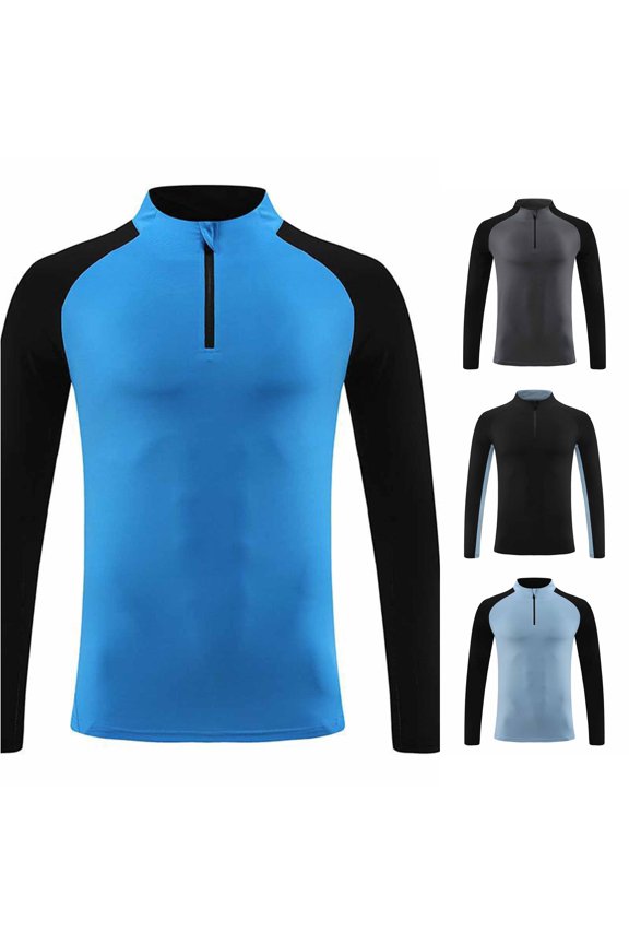 Boys T Shirts Long Sleeve Zip Neck Tee Cartoon Pattern Tops For Training And Running Classic Teen Clothes 9-10 Years Blue