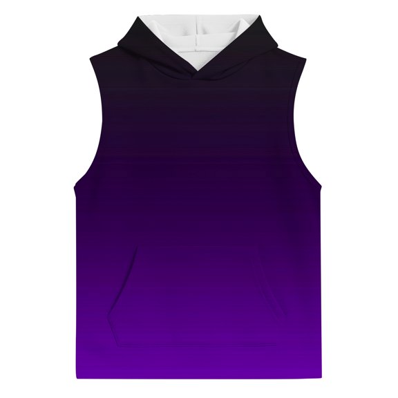Ulitacool Boys Tops Sleeveless Gradual Color Change O Neck Sweatshirt Big Boys Basic Clothing Purple
