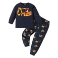 thumbnail image 1 of Ulitacool Boys Winter Outfits 2025 Fashion Autumn Excavator Printed Long Sleeve Drawstring Set Classic Simple Boys Clothes Navy 7-8 Years, 1 of 9