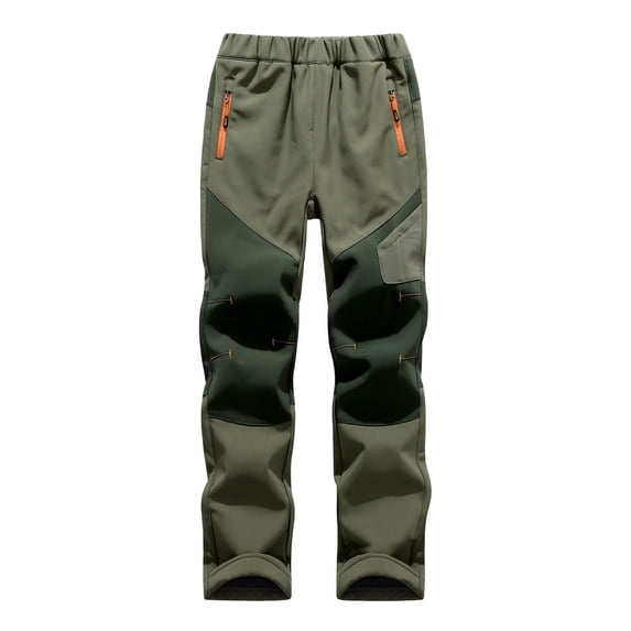 Ulitacool Boys Winter Pants Kids Baby Patchwork Ski Pants Suit Pocket Thicken Warm Trouser Pants Regular Ski Pants Pants Fall Casual Slacks Lightweight Pant Green Size 8-9 Years