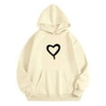 thumbnail image 1 of Ulitacool Boys Winter Sweatshirt Fall Pullover With Heart Print Long Sleeve Pocket Hoodie Crew Neck Tops Comfortable Wear Beige 2-3 Years, 1 of 4
