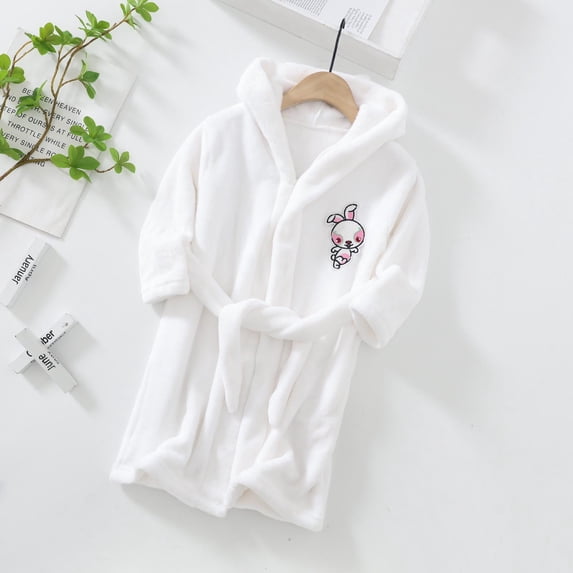 Ulitacool Casual Boy'S Pajamas 18-24 Months O Neck Nightwear Graphic Prints Long Sleeve Hooded Bathrobe Sleepwear Classic Toddler Clothes White