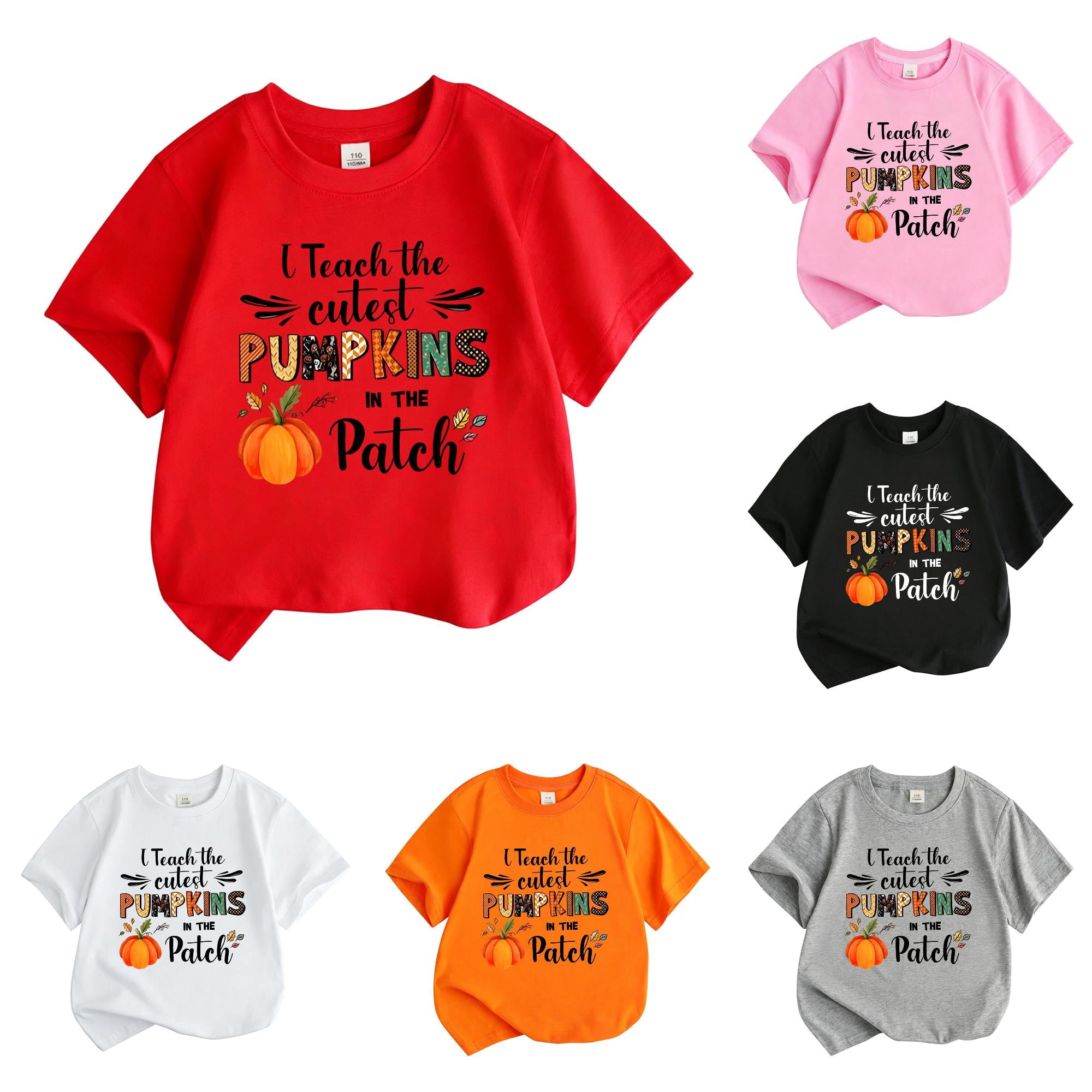 Ulitacool Child Girl Tops Crewneck Cartoon Pattern Short Sleeve ...