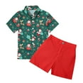 thumbnail image 1 of Ulitacool Christmas Boy Outfits Christmas Kids Boy Santa Deer Print Short Sleeve T Shirt Red Shorts Gentleman Suit Xmas 2Pcs Outfits Set Fall Winter Handsome Wear Green 3-4 Years, 1 of 6