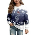 thumbnail image 1 of Ulitacool Christmas Sweatshirt Girl Long Sleeve Boys And Girls Pullover Sweaterfall Winter Crewneck Newyears Shirts Xmas Blouse Adorable Festival Shirt Blue 3-4 Years, 1 of 4
