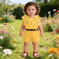 thumbnail image 1 of Ulitacool Clothes For Girls Summer Sleeveless Floral Vest T Shirt Tops Shorts Cute Crewneck Outfits 9-12 Months Yellow, 1 of 5