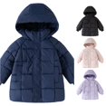 thumbnail image 1 of Ulitacool Coat For Boys Long Winter Warm Hooded Outerwear And Insulated Quilted Jacket For Cold Weather Little Boys Basic Tops Navy, 1 of 9