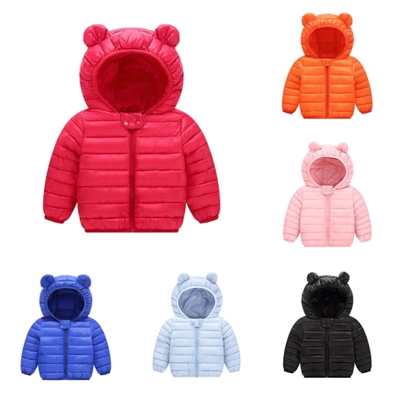 Ulitacool Coat For Boys Warm Outdoor Windproof Hooded Jacket Toddler Soft Tops Red