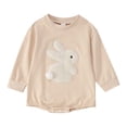thumbnail image 1 of Ulitacool Cute Onesies For Girls Easter Baby Clothes Round Neck Spring Baby Jumpsuit Children'S Bunny Embroidered Long Sleeve Crawl Suit Beige 3-6 Months, 1 of 7