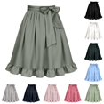 thumbnail image 1 of Ulitacool Dress For Girl Elastic Waist Graphic Prints Performance Dresses Half Apron Skirts Basic Playsuit 3-12 Years Army Green, 1 of 3