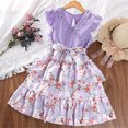 thumbnail image 1 of Ulitacool Dress For Girls7-8 Years Child Dresses Summer Flying Sleeve Floral Print Dress Cute Daily Wear Purple, 1 of 3