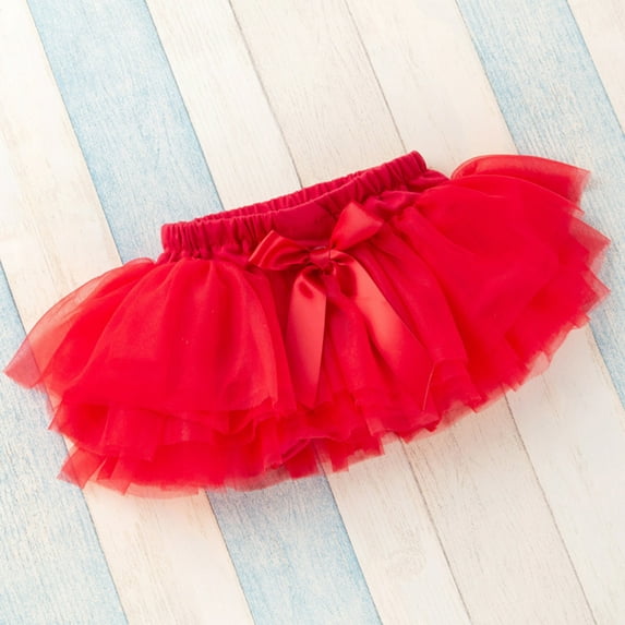 Ulitacool Dress For Girls0-3 Months Baby Soft Tutu Skirt Shorts Solid Color Bowknot Patchwork Party Carnival Mesh Tutu Skirt Elegant Playsuit Red