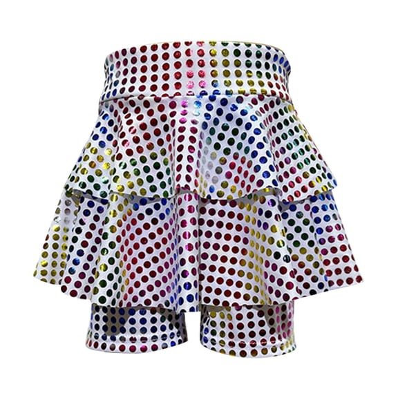 Ulitacool Dresses For Girls Glitter Sequin Dance Performance Tutu Skirt With Matching Shorts Sundress Casual Clothes Multicolour 10-11 Years