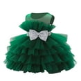 thumbnail image 1 of Ulitacool Dresses For Girls Sleeveless Crewneck Sundress Gown Party Dress With Puffed Sleeves And Sparkling Elegant Clothes Dark Green 2-3 Years, 1 of 5