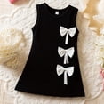 thumbnail image 1 of Ulitacool Dresses For Girls Sleeveless Summer Dress With Bow Detail Party Gown Crewneck Shirt Dresses Retro Wear 12-18 Months Black, 1 of 8