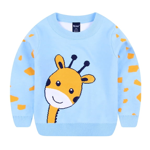 Ulitacool Fall Sweater For Boys Long Sleeve Toddler Baby Knit Crewneck Striped Sweater Pullover Sweater Shirt Winter Warm Coat Fashion Outfits Light Blue 3-4 Years