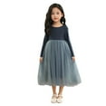 thumbnail image 1 of Ulitacool Fall Winter Dresses For Girls 6-7 Years Kids Toddler Spring Autumn Clothes Long Sleeve Tutu Dress Crewneck Flowy Girls Dress Soft Outfits Dark Blue, 1 of 6