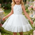 thumbnail image 1 of Ulitacool Flower Girl Dress Sleeveless Sparkly Dress For Summer Party Gown With Sequin Details Birthday Celebration Attire Trend Clothes 4-5 Years White, 1 of 8