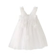thumbnail image 1 of Ulitacool Flower Girl Dresses Sleeveless Crewneck Sundress Holiday Party Outfit Mesh Dress Dance Party Dresses Fashionable Playsuit White 4-5 Years, 1 of 5