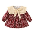 thumbnail image 1 of Ulitacool Girl Dresses Short Sleeve Baby Dress Short Sleeved Long Sleeved Playground Suit Floral Dress Crewneck Sundress Adorable Wear Red 6-12 Months, 1 of 5