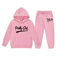 thumbnail image 1 of Ulitacool Girl Fall Outfits Winter Tracksuit Crewneck Graphic Hoodie And Joggers Long Sleeve Pullover Sweatshirt Cute Clothing Pink 8-9 Years, 1 of 3