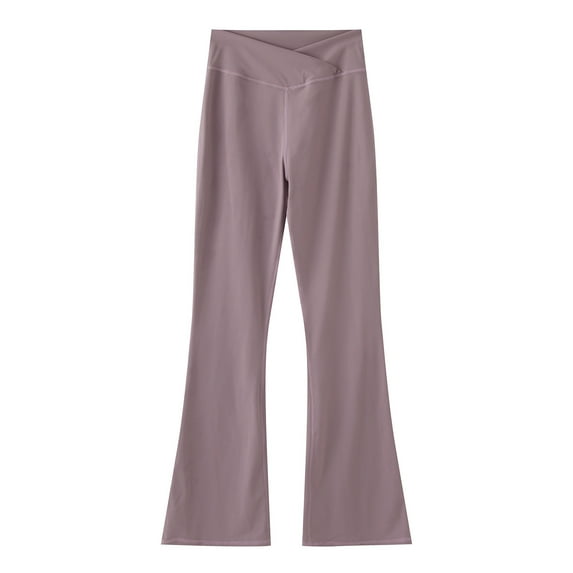 Ulitacool Girl Pants Back To School High Waisted Flare Pants Yoga Bootcut Pants Solid Color Full Length Bottoms Leggings Sweet Daily Wear Purple 10-12 Years