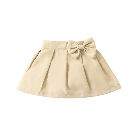 Rhuody Girl'S Skirts 18-24 Months Summer Bow Pleated Skirt All Matching Baby Baby Children Out Wear Adorable Daily Wear Khaki