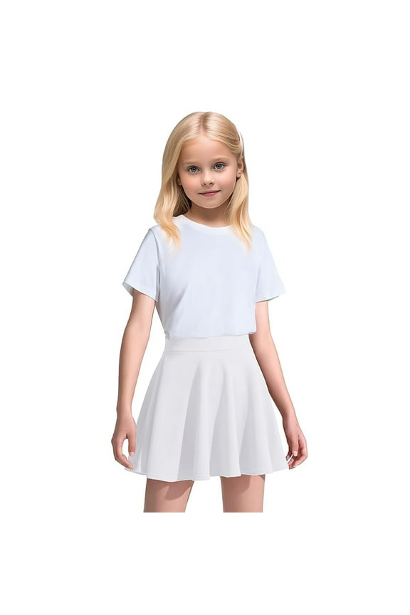 Girl'S Skirts 5-6 Years Casual Mini High Waist Stretchy Flared Pleated Skater Skirts 1 16 Years Adorable Playwear White